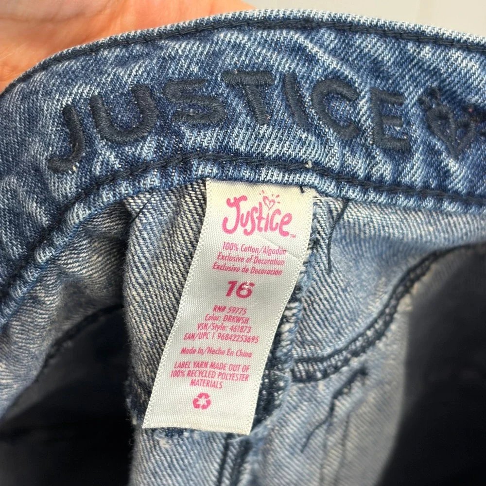Justice Y2K Sparkle Wide Leg Denim Jeans Girls Size 14 School Embellished Grunge